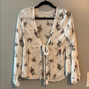 Floral tie front short kimono